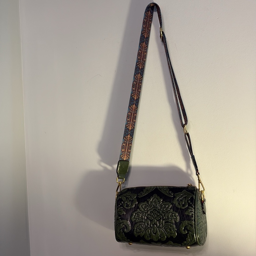 Vegan Leather Embossed Green Boho Purse